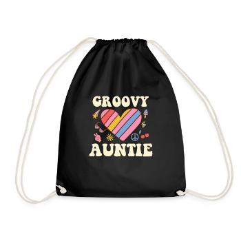 Groovy Auntie die beste Tante der Welt Coole Tante - Turnbeutel - Schwarz - Vorne