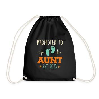 Promoted to Aunt 2023 Promotion Best Aunt - Drawstring Bag - black - Front