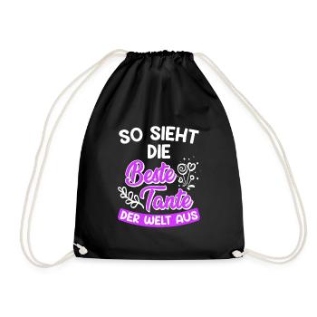 So sieht die Beste Tante der Welt aus Super Tante - Turnbeutel - Schwarz - Vorne