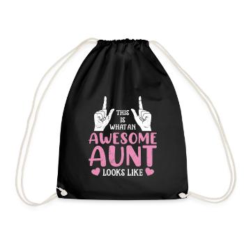 This is what a really cool aunt looks like Best Aunt - Drawstring Bag - black - Front