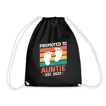 Promoted to Aunt 2023 Promotion Best Aunt - Drawstring Bag - black - Front