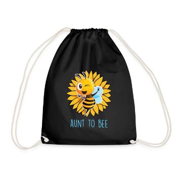 Auntie to bee bee I will aunt you will be aunt - Drawstring Bag - black - Front