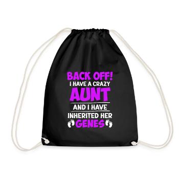 Attention j’ai les gènes de ma tante folle - Sac de sport léger - noir - Devant