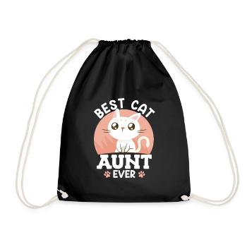 Dear Cats Aunt Best Aunt in the World - Drawstring Bag - black - Front