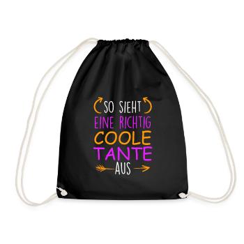 So sieht eine richtig coole Tante aus Super Tante - Turnbeutel - Schwarz - Vorne