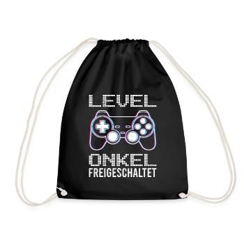 Level Unlocked Uncle - Drawstring Bag - black - Front
