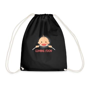 Expectant Mom Baby Birth Baby coming soon - Drawstring Bag - black - Front