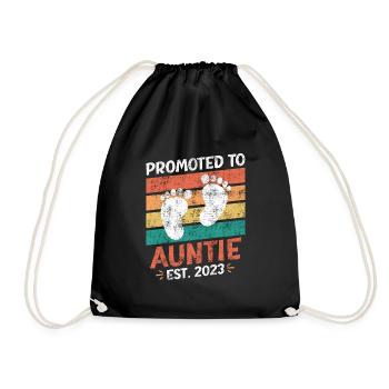 Promoted to Aunt 2023 Promotion Best Aunt - Drawstring Bag - black - Front