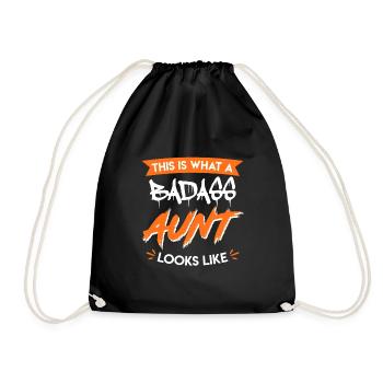 This is what cool aunt from family Badass Aunt looks like - Drawstring Bag - black - Front