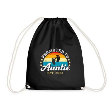 Promoted to Auntie 2023 Promotion Best Aunt - Drawstring Bag - black - Front