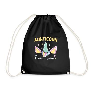Unicorn Aunt Aunticorn Fairy Tale Super Aunt - Drawstring Bag - black - Front