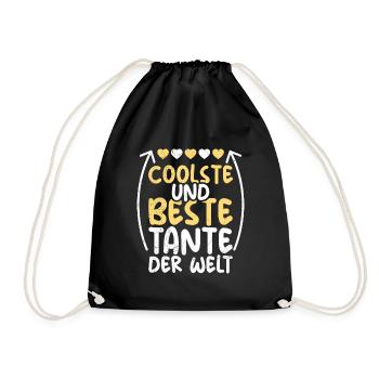 Die coolste und beste Tante der Welt Super Tante - Turnbeutel - Schwarz - Vorne