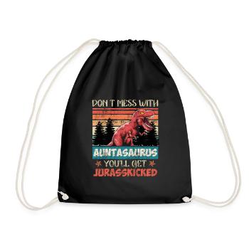 Don't mess with aunt dinosaur aunt - Drawstring Bag - black - Front