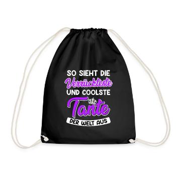 So sieht coolste Tante aus verrückte Tante - Turnbeutel - Schwarz - Vorne