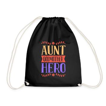I am aunt godmother a heroine best aunt - Drawstring Bag - black - Front
