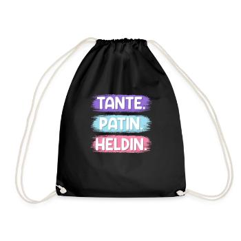Tante Patentante Heldin Super Tante - Turnbeutel - Schwarz - Vorne