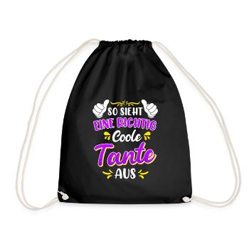 So sieht eine coole Tante aus Beste Tante - Turnbeutel - Schwarz - Vorne