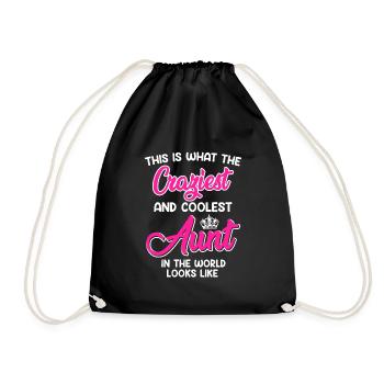 This is what coolest aunt looks crazy aunt - Drawstring Bag - black - Front