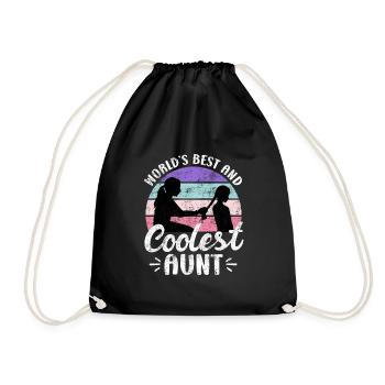 Coolest and Best Aunt in the World Uncle Aunt - Drawstring Bag - black - Front
