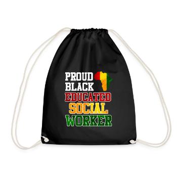 Africa Education I am a proud social worker - Drawstring Bag - black - Front