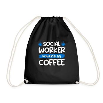Powered with Coffee Cup Social Worker - Drawstring Bag - black - Front