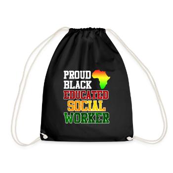 Africa Education I am a proud social worker - Drawstring Bag - black - Front