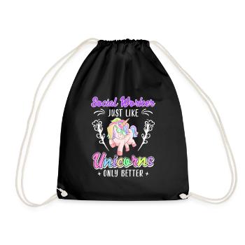How unicorns only better social worker - Drawstring Bag - black - Front