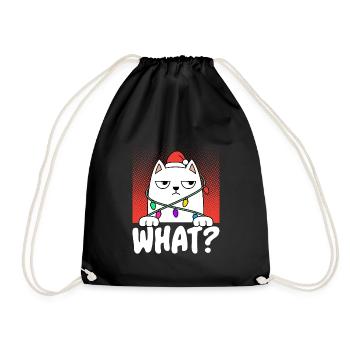 Grim Cat What Cat Christmas String of Lights - Drawstring Bag - black - Front