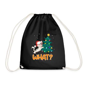 What? Lustige Katze Tannenbaum Kätzchen - Turnbeutel - Schwarz - Vorne