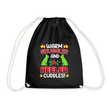 Australian Cattle Dog Warm Snuggles and Heeler - Drawstring Bag - black - Front