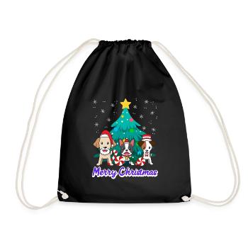 Dogs Christmas Merry Christmas Dog Owners - Drawstring Bag - black - Front