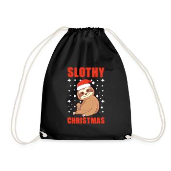 Slothy Christmas Sloth Christmas - Drawstring Bag - black - Front