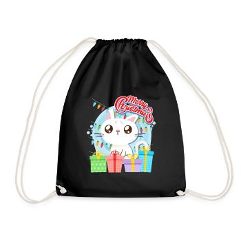 Merry Catmas Cats Children - Drawstring Bag - black - Front