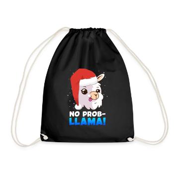 No Prob LLama Lampa Alpaca Christmas - Drawstring Bag - black - Front