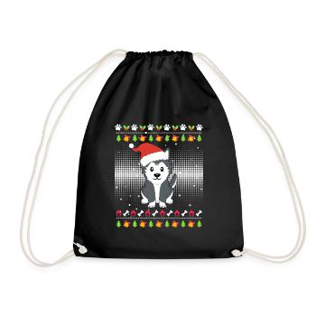 Husky Weihnachten Ugly Christmas - Drawstring Bag - black - Front