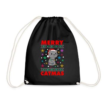 Merry Catmas Cats Christmas Cat Owner - Drawstring Bag - black - Front