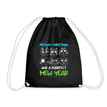 Miaou de Noël et un chat purrfect année - Sac de sport léger - noir - Devant