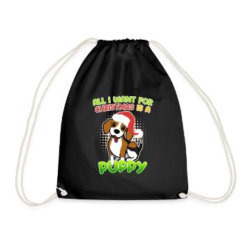 Je veux un chiot pour Noël Chien Puppy Beagle - Sac de sport léger - noir - Devant