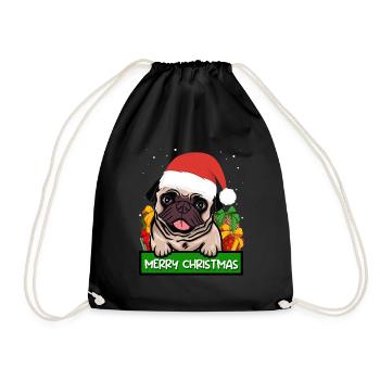 Pug Dog Propriétaire de chien Joyeux Noël - Sac de sport léger - noir - Devant