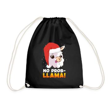 No Prob LLama Lampa Alpaca Christmas - Drawstring Bag - black - Front