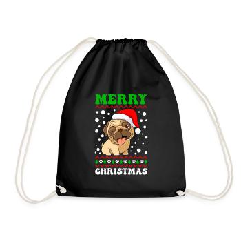Joyeux Noël chien carlin chien propriétaire carlin - Sac de sport léger - noir - Devant
