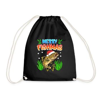 Trout Angler Merry Fishmas Angler Christmas - Drawstring Bag - black - Front