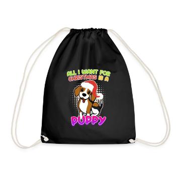 Je veux un chiot pour Noël Chien Puppy Beagle - Sac de sport léger - noir - Devant