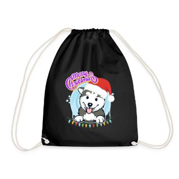 Joyeux Noël Husky Puppy Noël - Sac de sport léger - noir - Devant