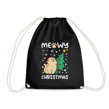 Meowy Christmas Cats Christmas - Drawstring Bag - black - Front