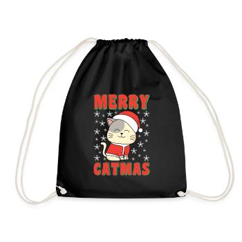 Merry Catmas Cats Christmas Cat Owner - Drawstring Bag - black - Front