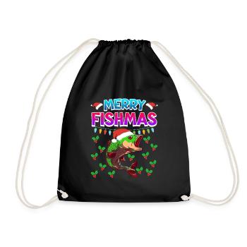 Niklaus Fish Christmas Merry Fishmas - Drawstring Bag - black - Front