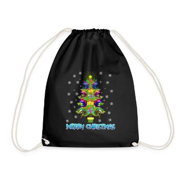 Merry Fish Tree Fish Angler - Drawstring Bag - black - Front