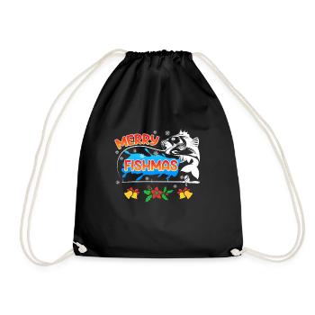 Angler Christmas Fishing Merry Fishmas - Drawstring Bag - black - Front