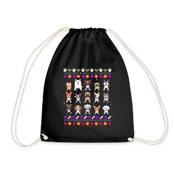 Ugly Christmas Dogs Dog Owners Christmas - Drawstring Bag - black - Front